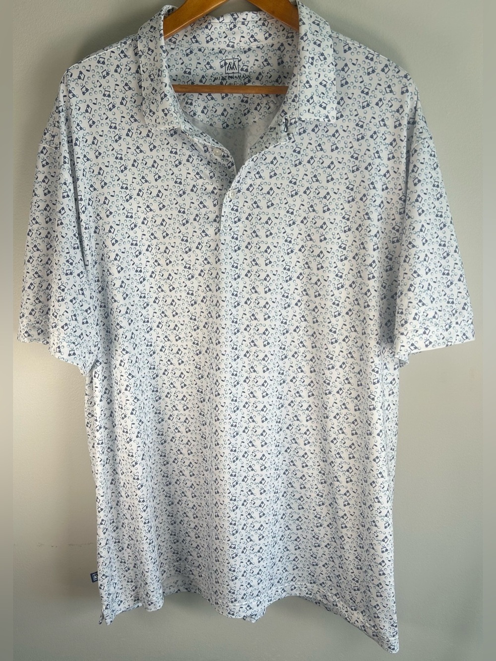 Mizzen+Main Men’s Golf Performance Polo Shirt Size XXL Classic Golf Carts NWOT